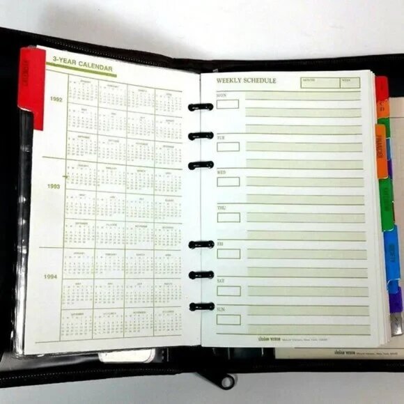 Lillian Vernon Maroon Agenda Planner Address Book Genuine Leather Binder Office - Picture 6 of 16